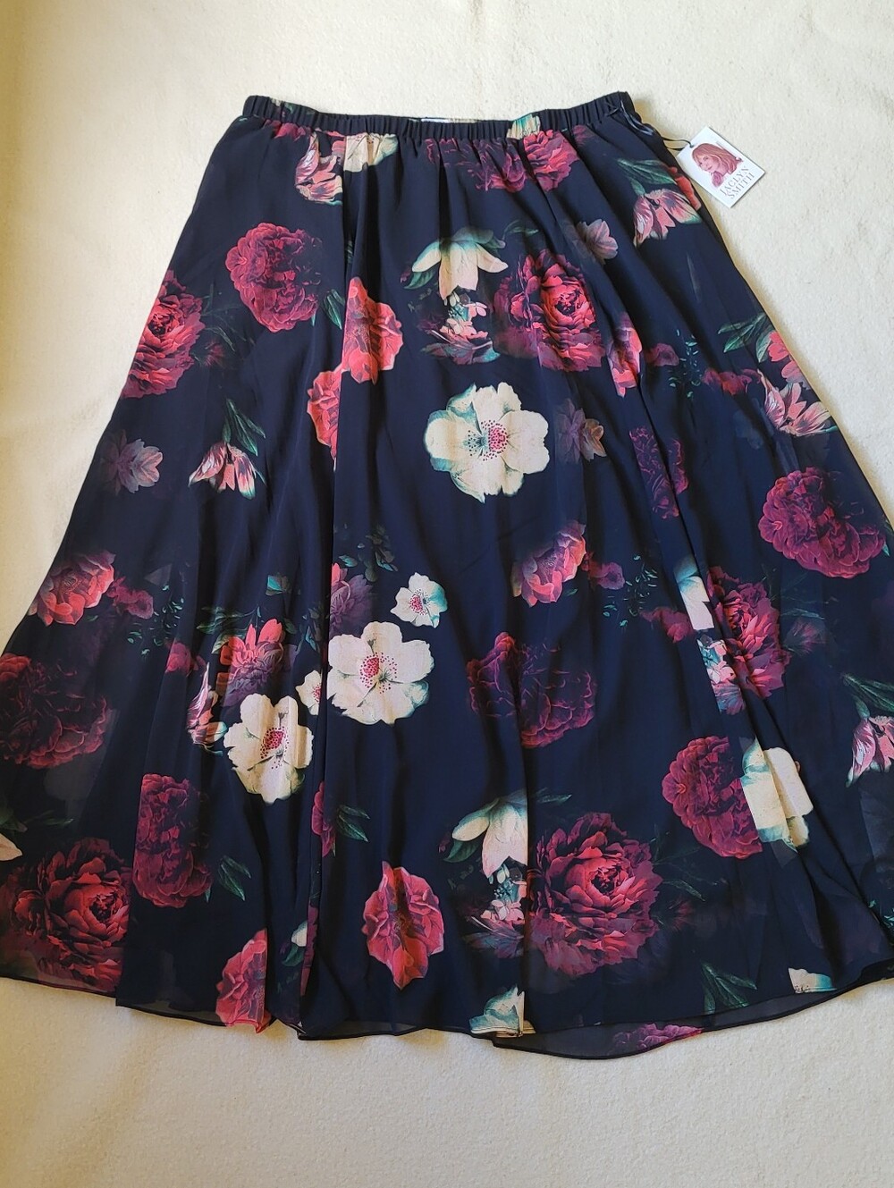 NWT Black Floral Whimsigoth Maxi Skirt Women's Size XL Sheer Layers Lined - Picture 2 of 13
